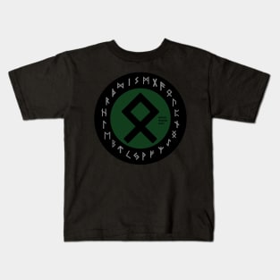 Green Othala Futhark Rune Symbol Kids T-Shirt